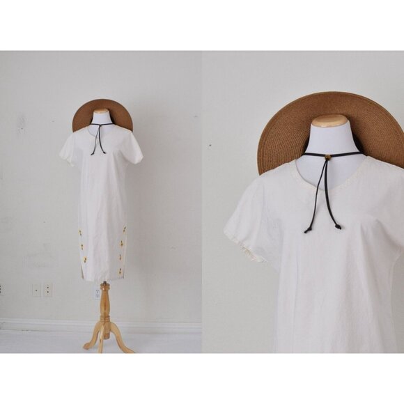 Vintage 80s‎ Handmade Sunflower Muumuu Dress - Picture 1 of 10
